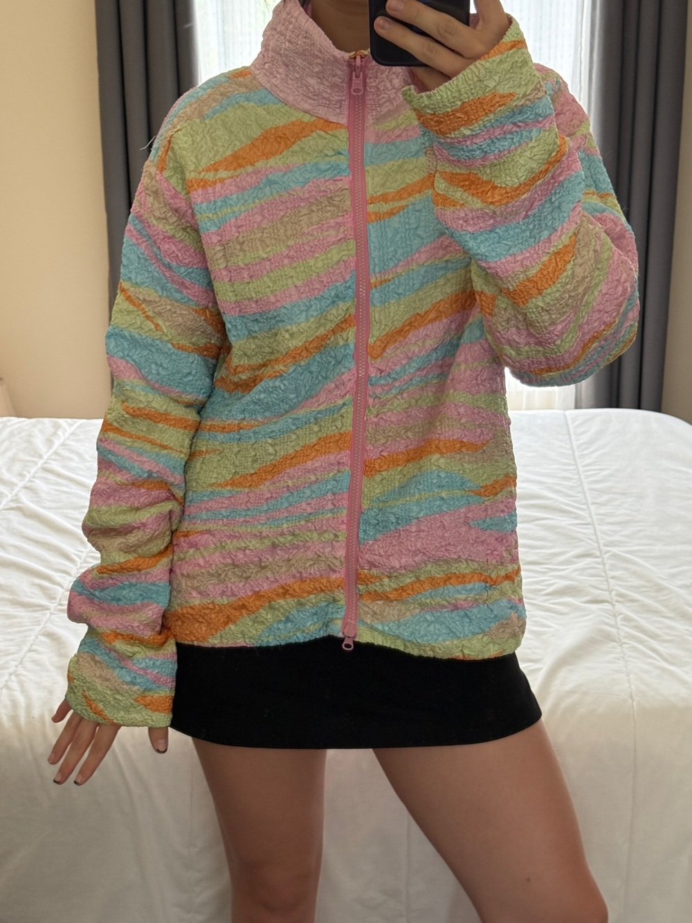 Funky Multicolor Pastel Reversible Zip-Up Jacket